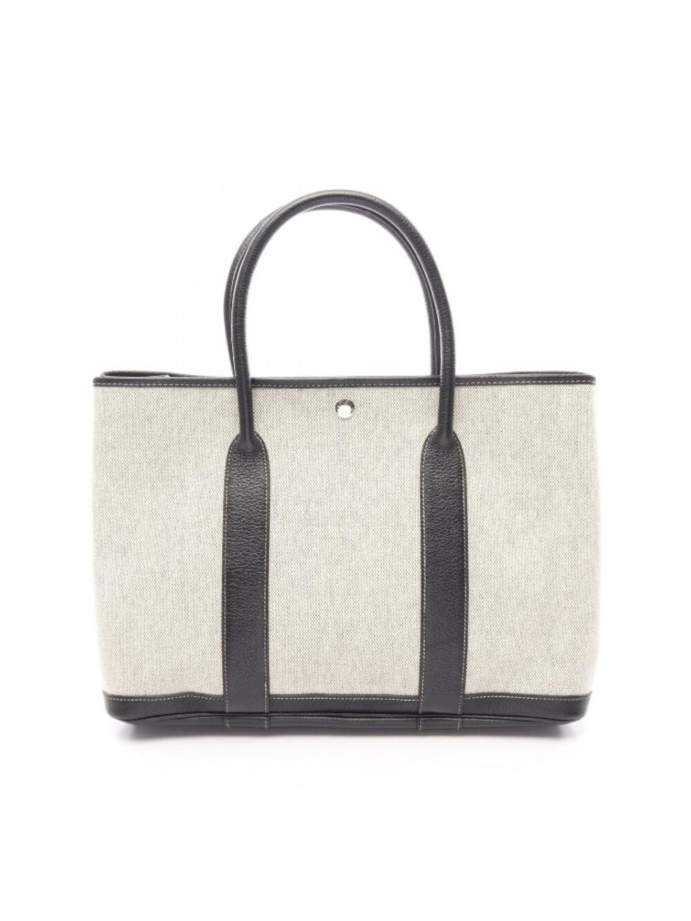 Hermes Tote Bag Garden Party PM Ecru Black Bolduc Ribbon